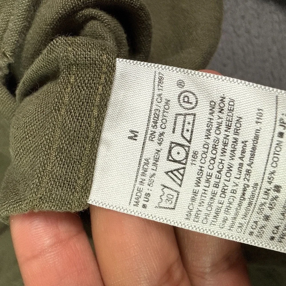 Banana Republic Shirt Mens M Green Long Sleeve Linen Blend Button Up Summer
